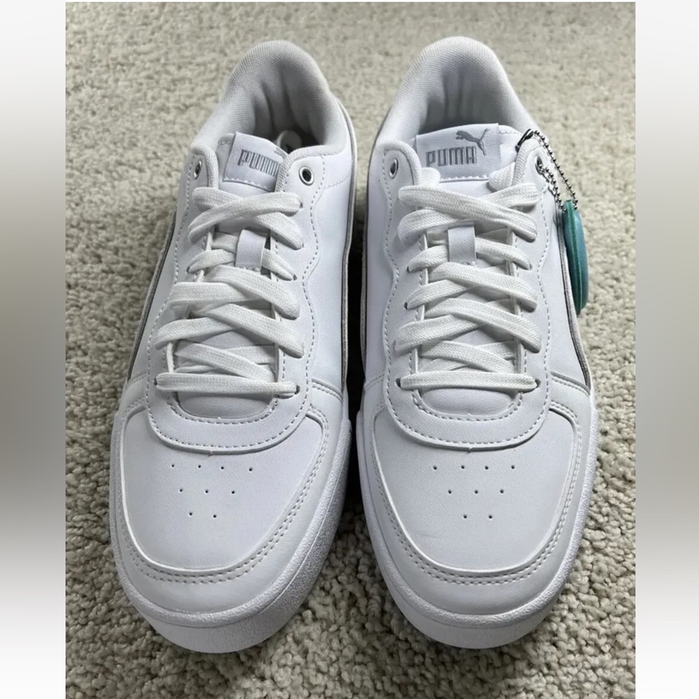 Puma Skye Metallic White Silver Leather Platform Shoe Sneaker Womens Sz 8.5 - Picture 5 of 9